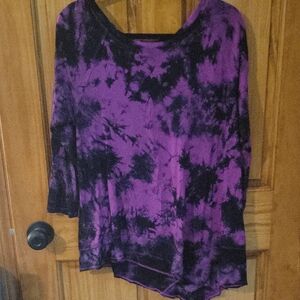 Calvin Klein Collection Purple and Black Long Sleeve Top